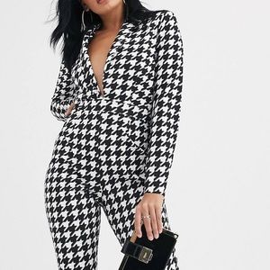 Full length body suit in houndstooth